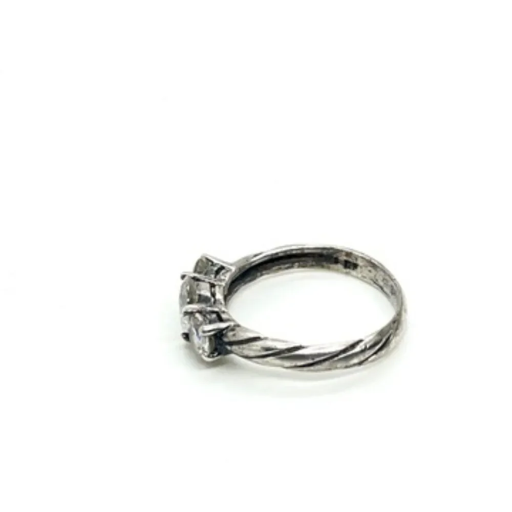 STERLING SILVER RING 925 Three Stone CZ Anniversary Promise Size 6.5